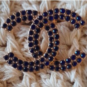 Midnight Blue and Gold Brooch